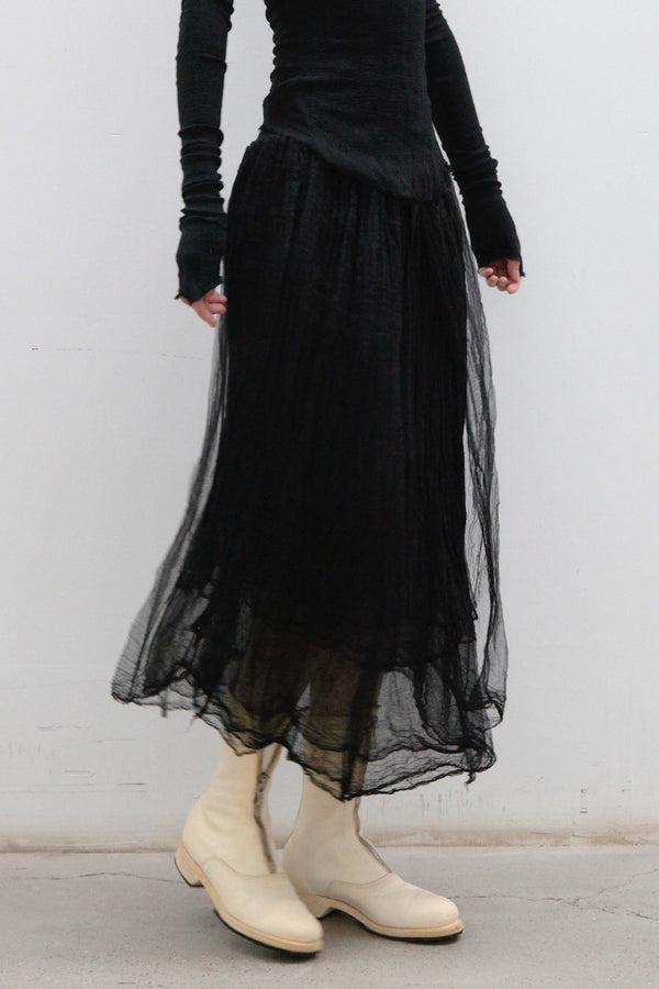 Marc Le Bihan Silk Skirt Six-layer Gauze 25930 Series French Hand-dyed MLB-25930-HEI Black